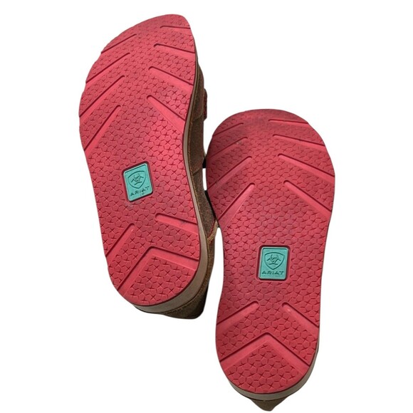 ARIAT Women's Brown Slip On Cruiser Flats Leather Canvas Size 9B Cowboy Bronco - Picture 8 of 9